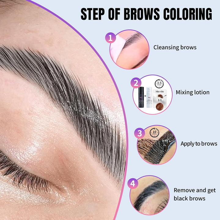PERMANIA Augenbrauen und Wimpernfarbe Set, 2 In 1 Wimpern Färben Schwarz Set, Farbe Bis zu 4 Wochen,