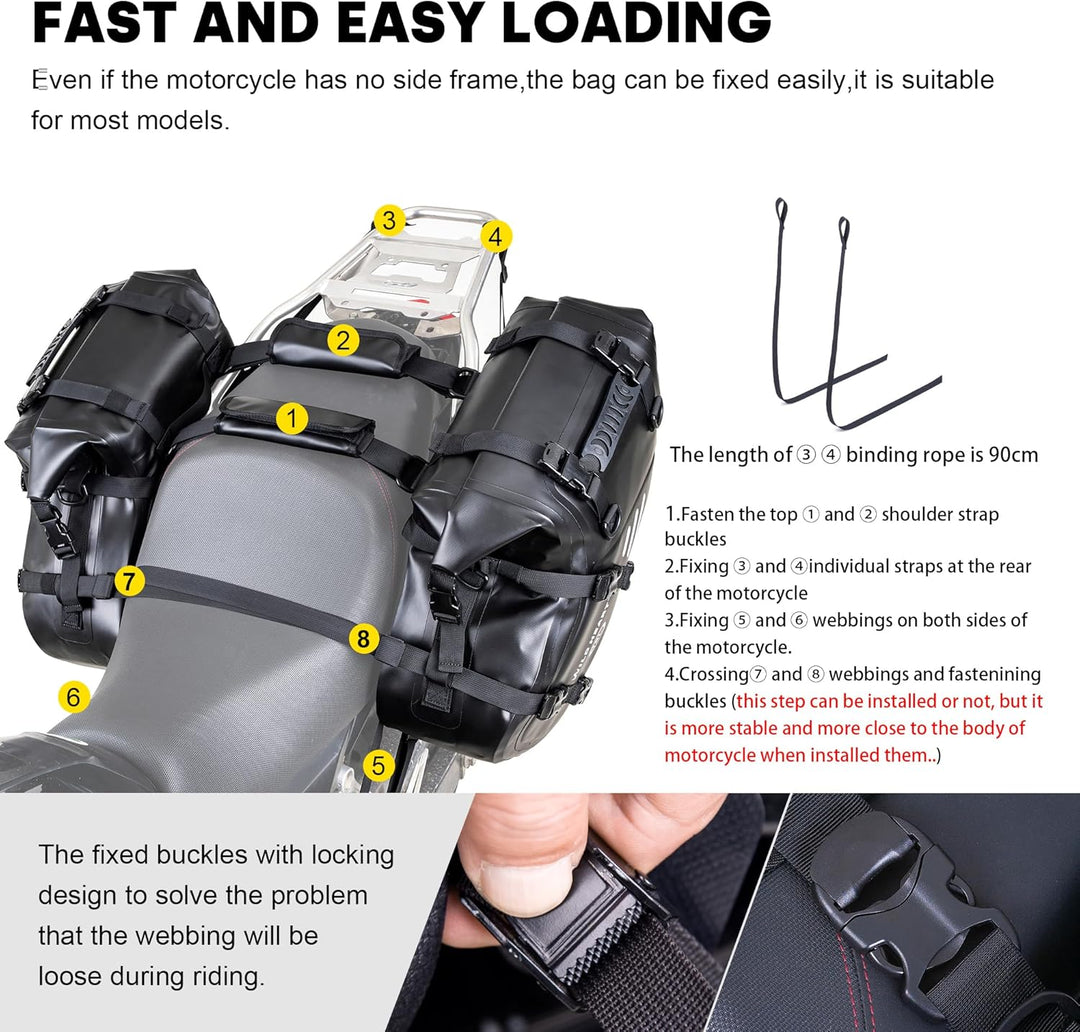 WILD HEART Motorrad Satteltaschen Wasserdicht 36L (18L* 2) Motorrad Seite Satteltaschen Gepäcktasche