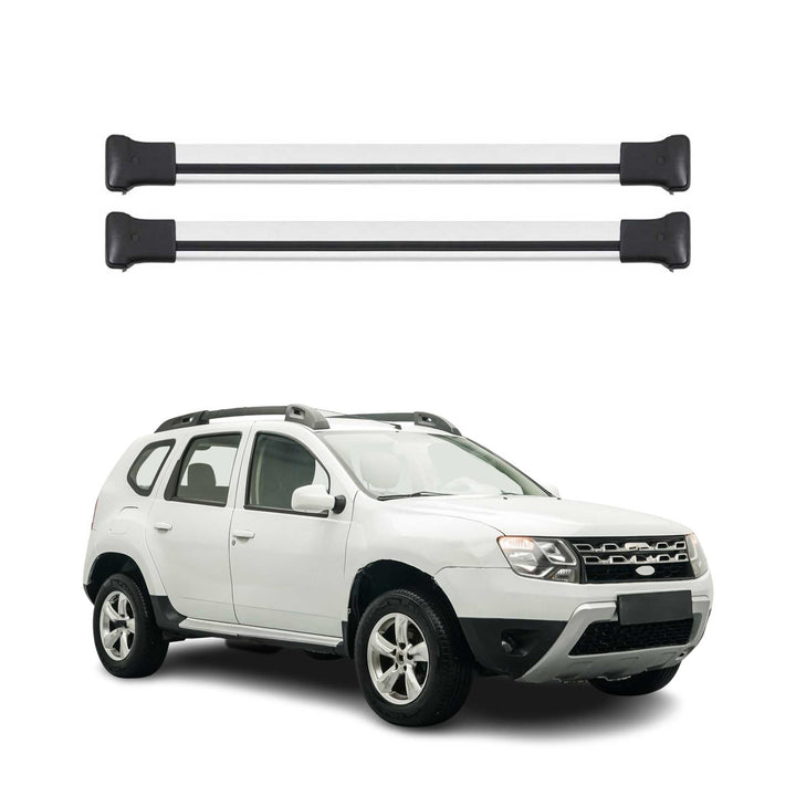 Dachträger Gepäckträger kompatibel mit Dacia Duster 2013-2018 Grau Alu Silber, Silber