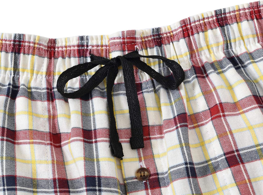 MoFiz Herren Pyjamahose Warm Lang Baumwolle Weich Schlafanzughose Kariert Winter Nachtwäsche Freizei