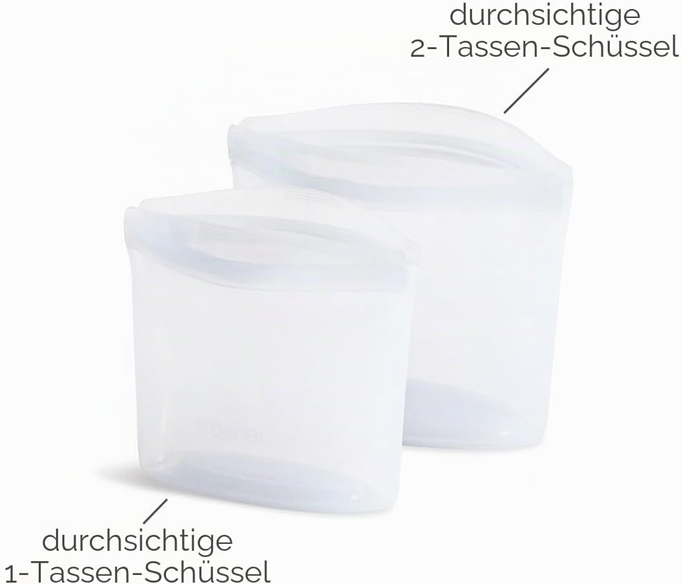 Stasher Bag Premium Silikonbeutel wiederverwendbar für Lebensmittel, Lot de 2, Klar, Dauerhaft, Back