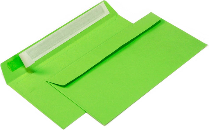 Briefumschläge DIN lang C6/5 114x229 mm grün 120 g/m² mit Fenster haftklebend (208AF) (100), 100