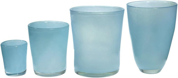 CRISTALICA Bouquet Vase Blumenvase Übertopf Colori Blau H 23 cm D 20 cm Handgeformt Mundgeblasenes G