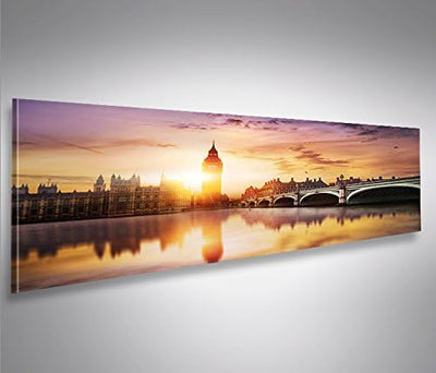 islandburner Bild Bilder auf Leinwand London V5 Big Ben Tower Bridge Panorama XXL Poster Leinwandbil