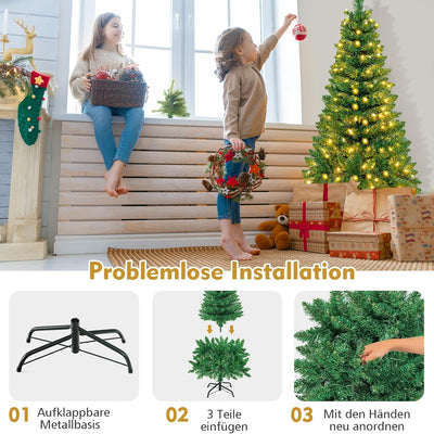 GOPLUS 135/200/225cm Weihnachtsbaum künstlich mit Beleuchtung, LED Tannenbaum künstlich, Weihnachtsb