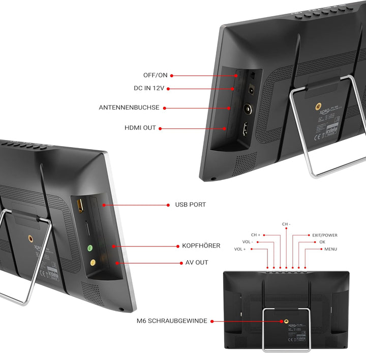 Xoro PTL 1050 V2 - 10.1" Tragbarer DVB-T/T2 Fernseher, Irdeto-Entschlüsselungssystem (inkl. 6 Monate
