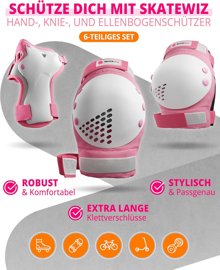 SKATEWIZ Skate Protektoren Schoner Inliner Kinder und Erwachsene - Knieschützer Kinder Set [6pc] SMA