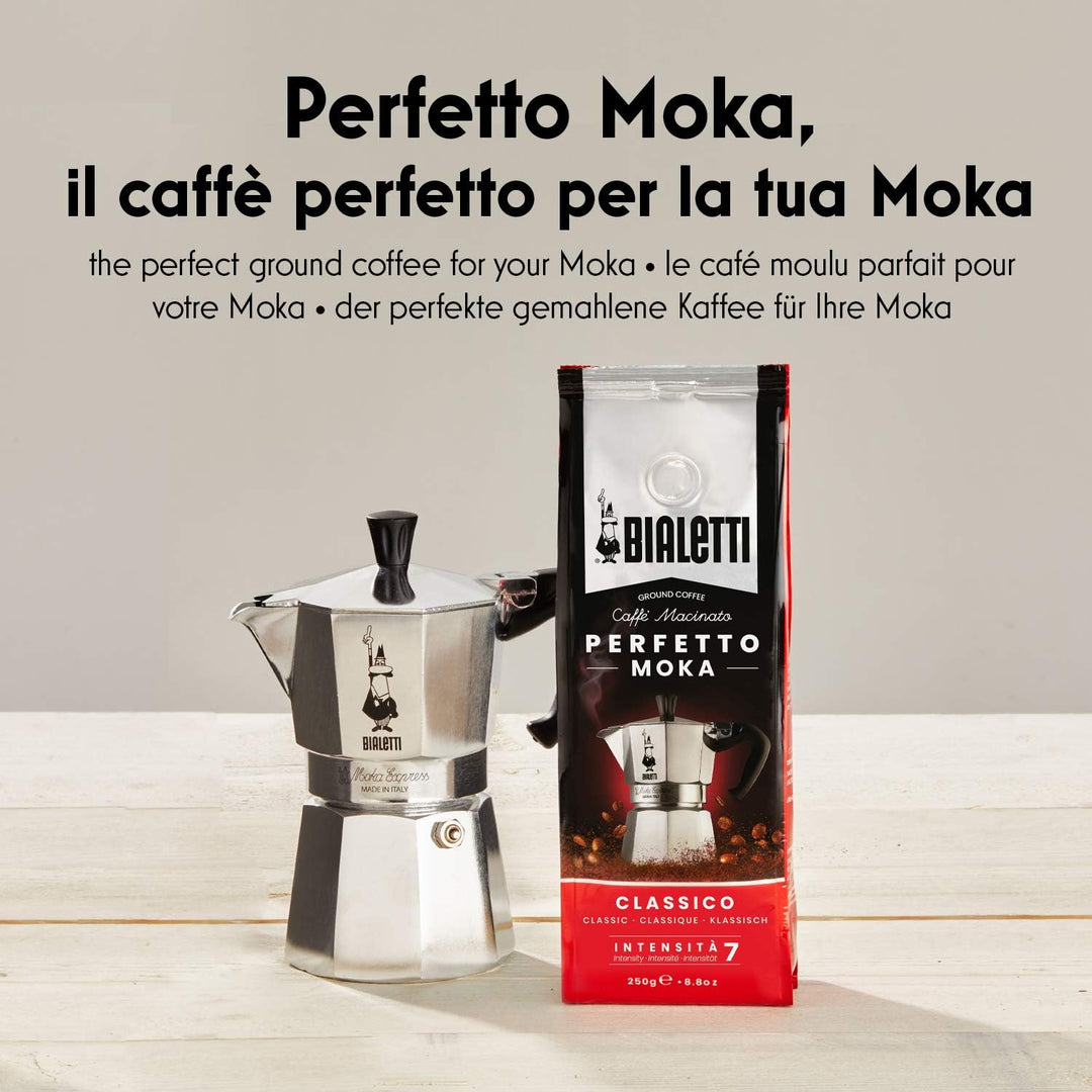 Bialetti Moka Express Espressokocher, Aluminium, Silber, 12 Tassen Perfetto Moka (der ideale Kaffee
