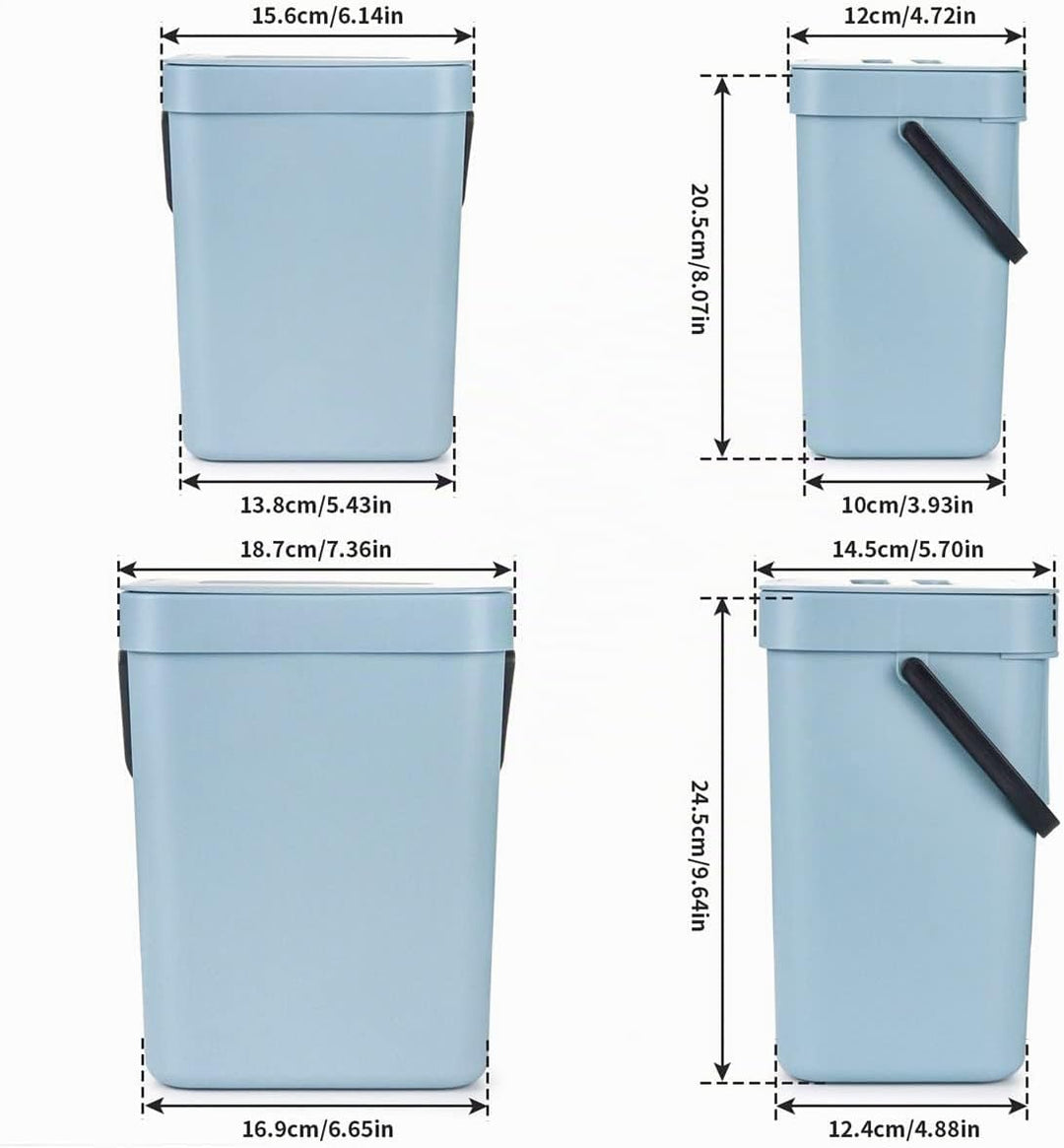 Spesh Biomülleimer Küche 2er-Set(5L+3L) Kunststoff Komposteimer Geruchsdicht Aufhängbar Abfalleimer