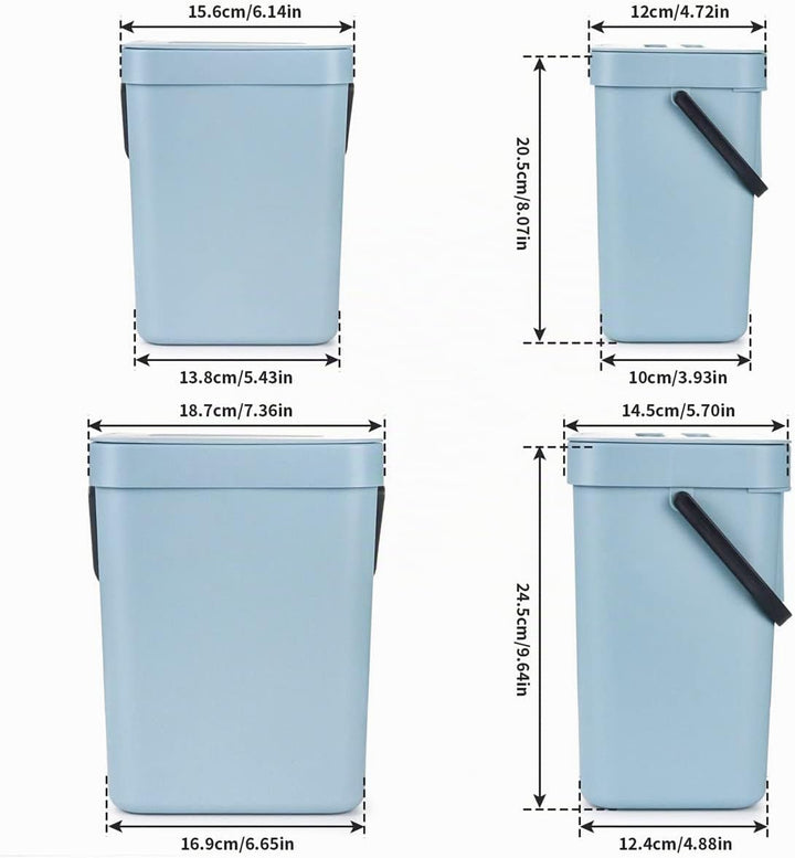 Spesh Biomülleimer Küche 2er-Set(5L+3L) Kunststoff Komposteimer Geruchsdicht Aufhängbar Abfalleimer