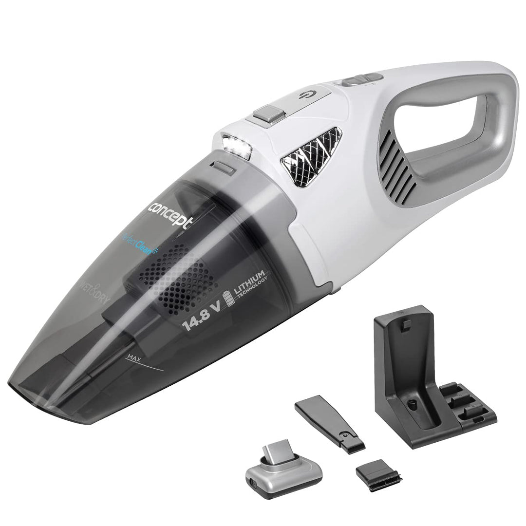 CONCEPT Hausgeräte, Concept Handstaubsauger VP4370 Perfect CLEAN 14,8 V Wet and Dry, Weiss, 0.45 lit