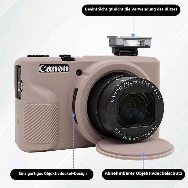 Rieibi Silikonhülle für Canon G7X Mark III Gehäuse, G7X Mark III Zubehör mit 2 Stück Displayschutz,