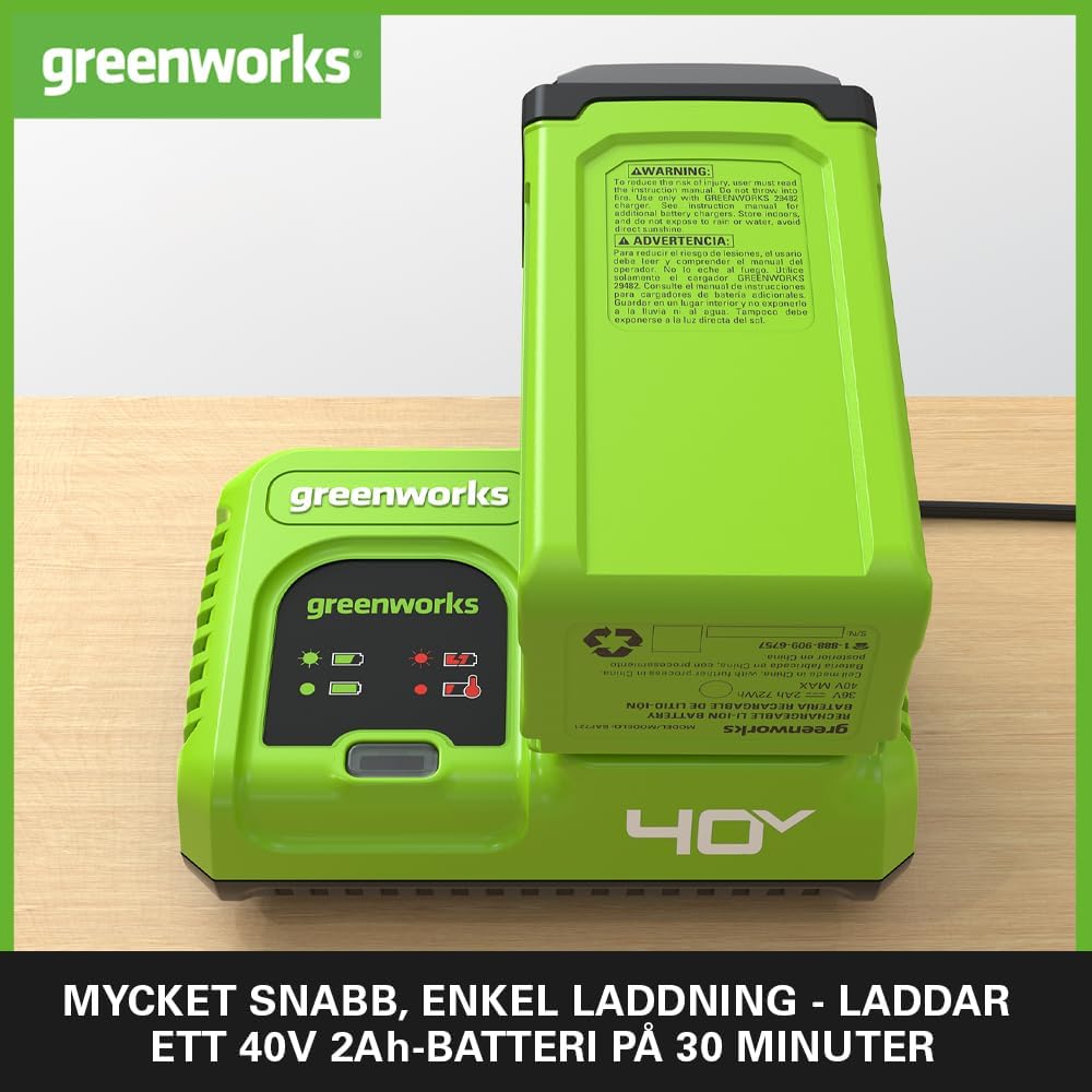 Greenworks 40V Akku Ladegerät - 40V 5A Schnellladegerät, erhöht die Batterielebensdauer, schnelles A