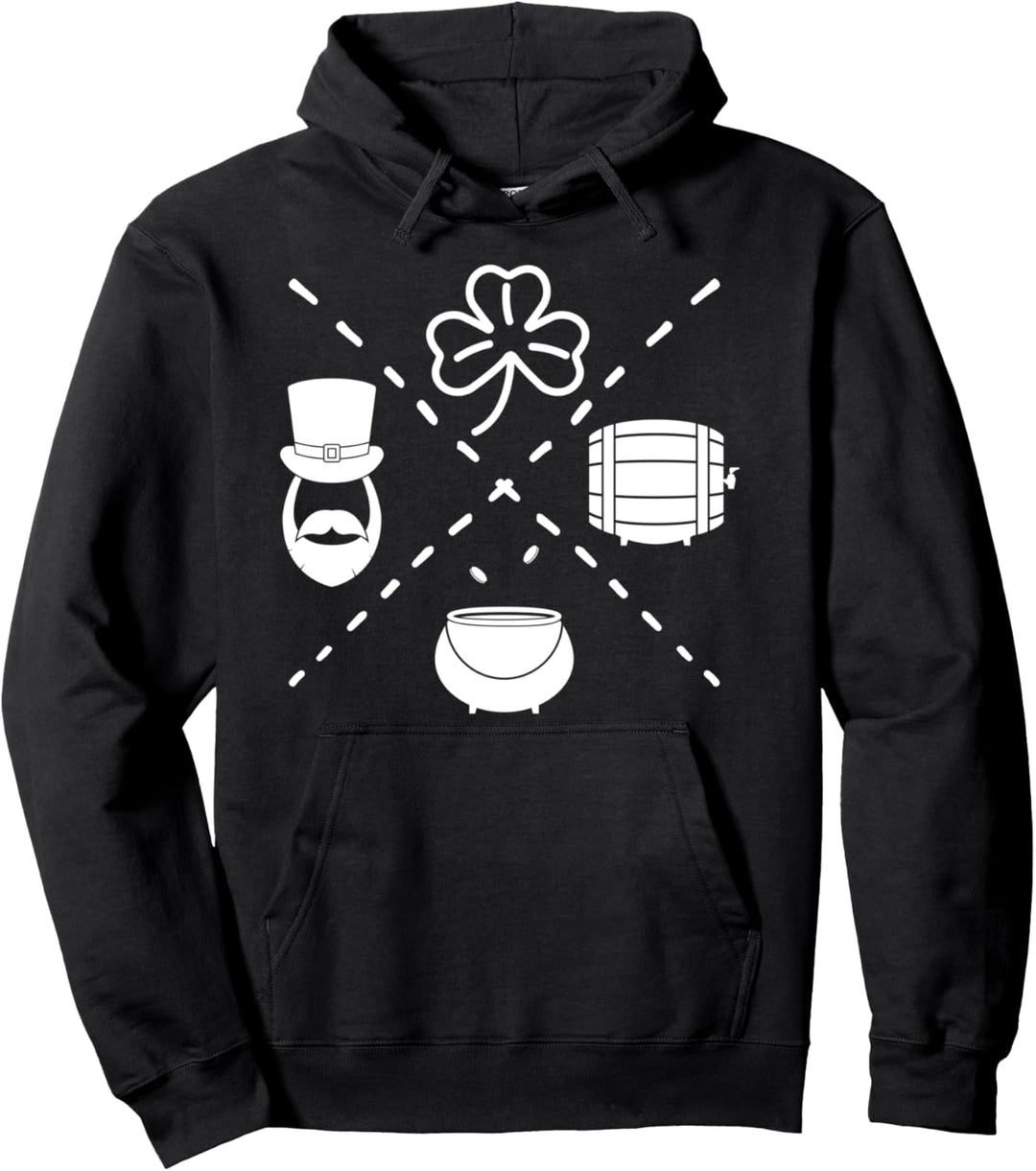 St Patricks Day Hut Shamrock Kleeblatt Bier Münze Geschenk Pullover Hoodie