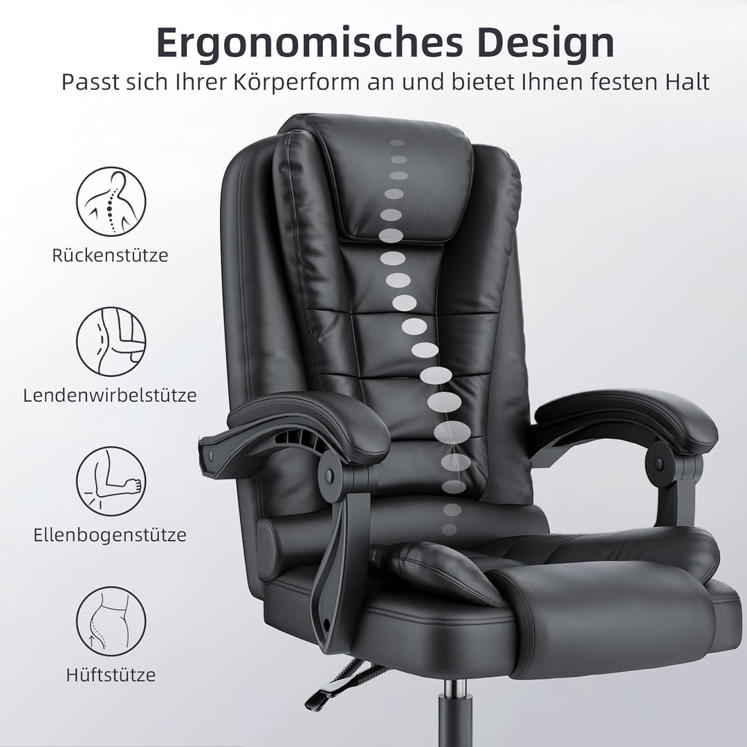 naspaluro Ergonomischer Bürostuhl, Schreibtischstuhl mit Hoher Rückenlehne und Höhenverstellbar, PU