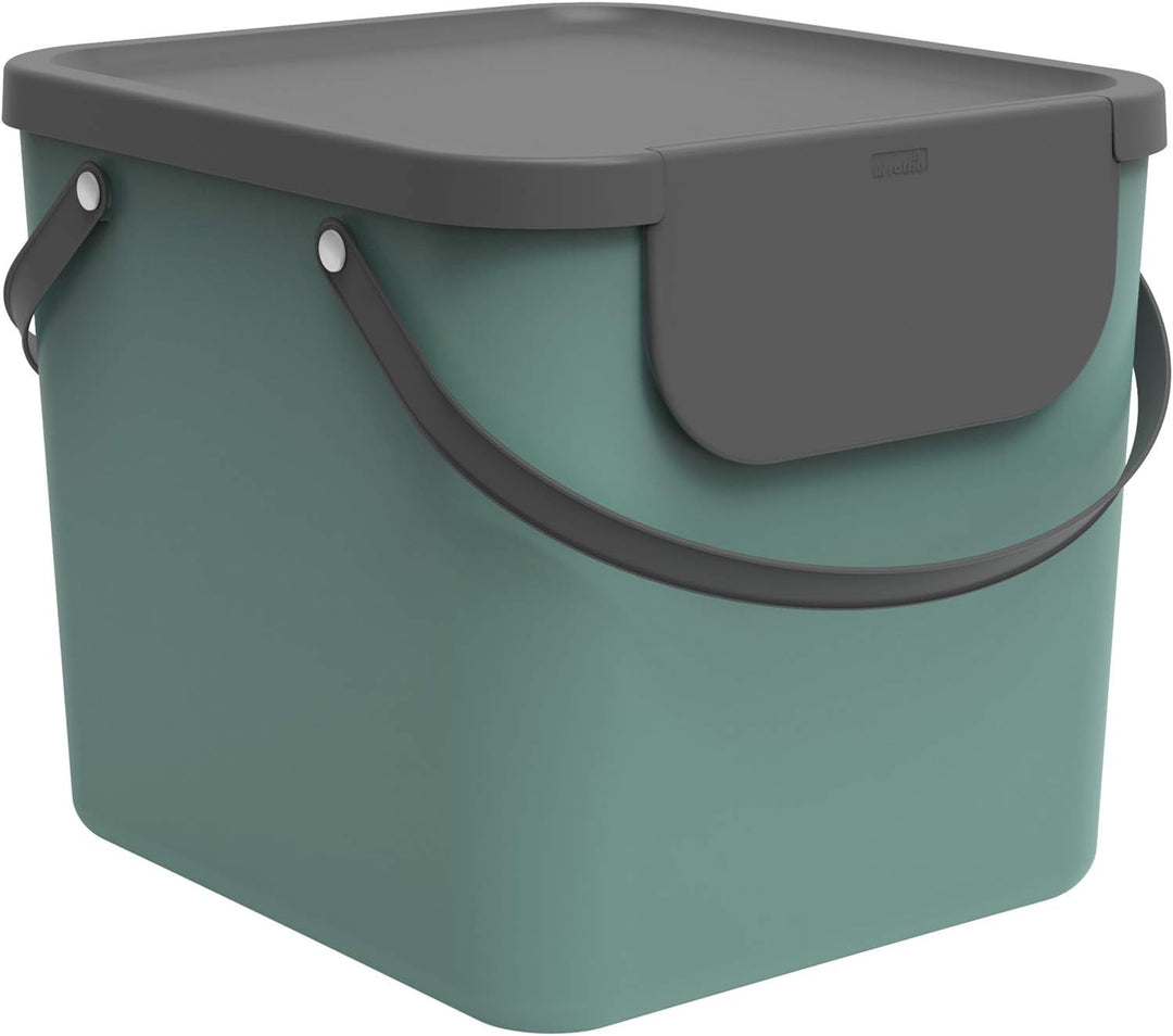 Rotho Albula Mülltrennungssystem 40l für die Küche, Kunststoff (PP) BPA-frei, dunkelgrün/anthrazit,