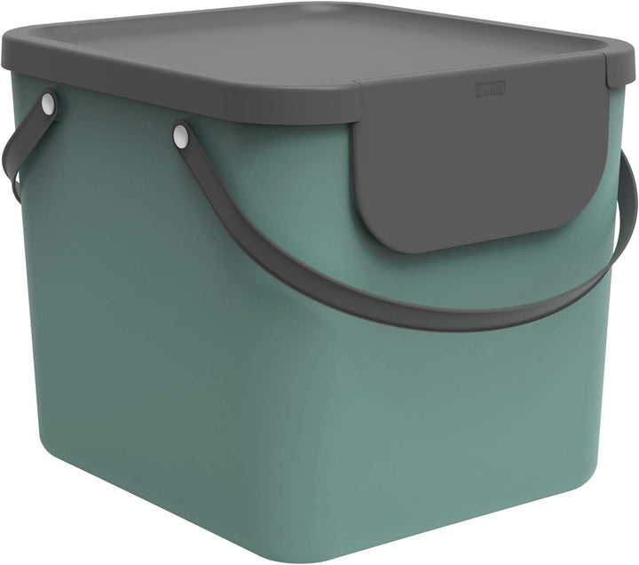 Rotho Albula Mülltrennungssystem 40l für die Küche, Kunststoff (PP) BPA-frei, dunkelgrün/anthrazit,