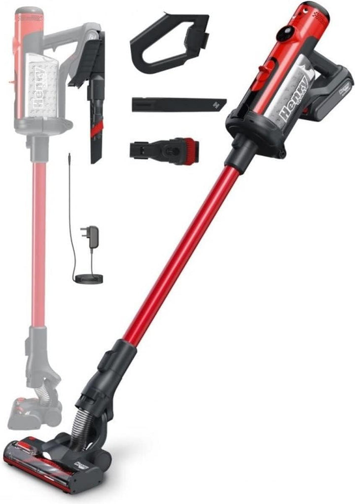 Akku-Hand- und Stielsauger HenryQuick, Rot/Schwarz