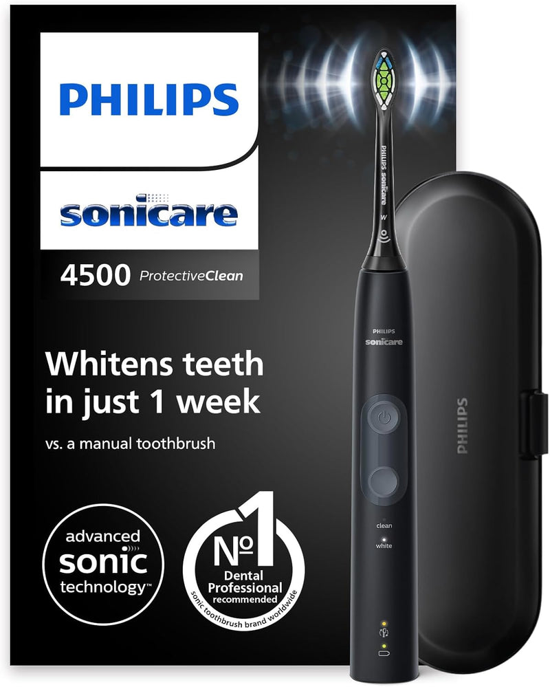 Philips Sonicare ProtectiveClean 4500 Elektrische Schallzahnbürste (Modell HX6830/53) Schwarz, Schwa