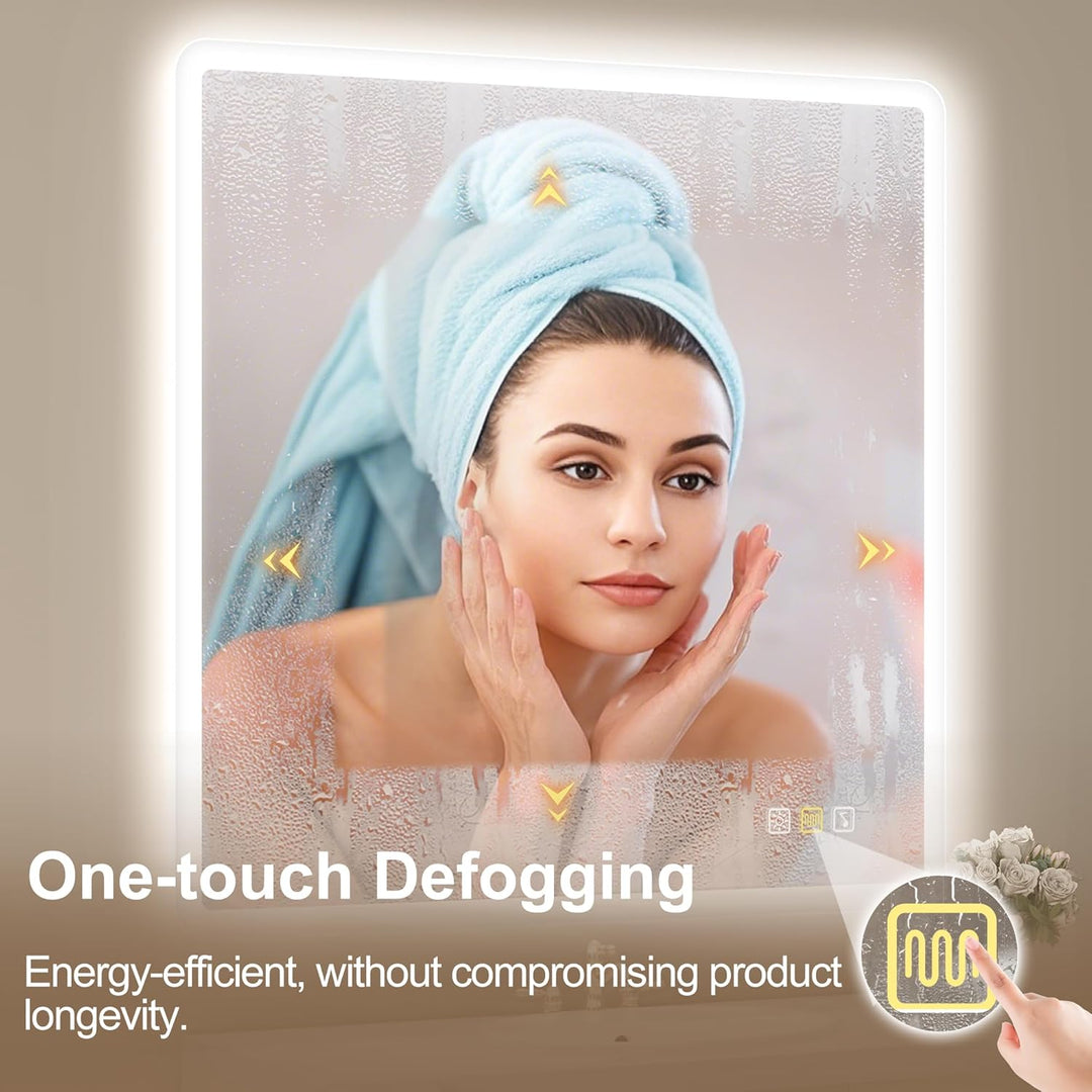 STARLEAD Badspiegel-mit-Beleuchtung 80x80 cm, LED-Bad-Spiegel-mit Bluetooth, Entfoggen, IP44 Badezim