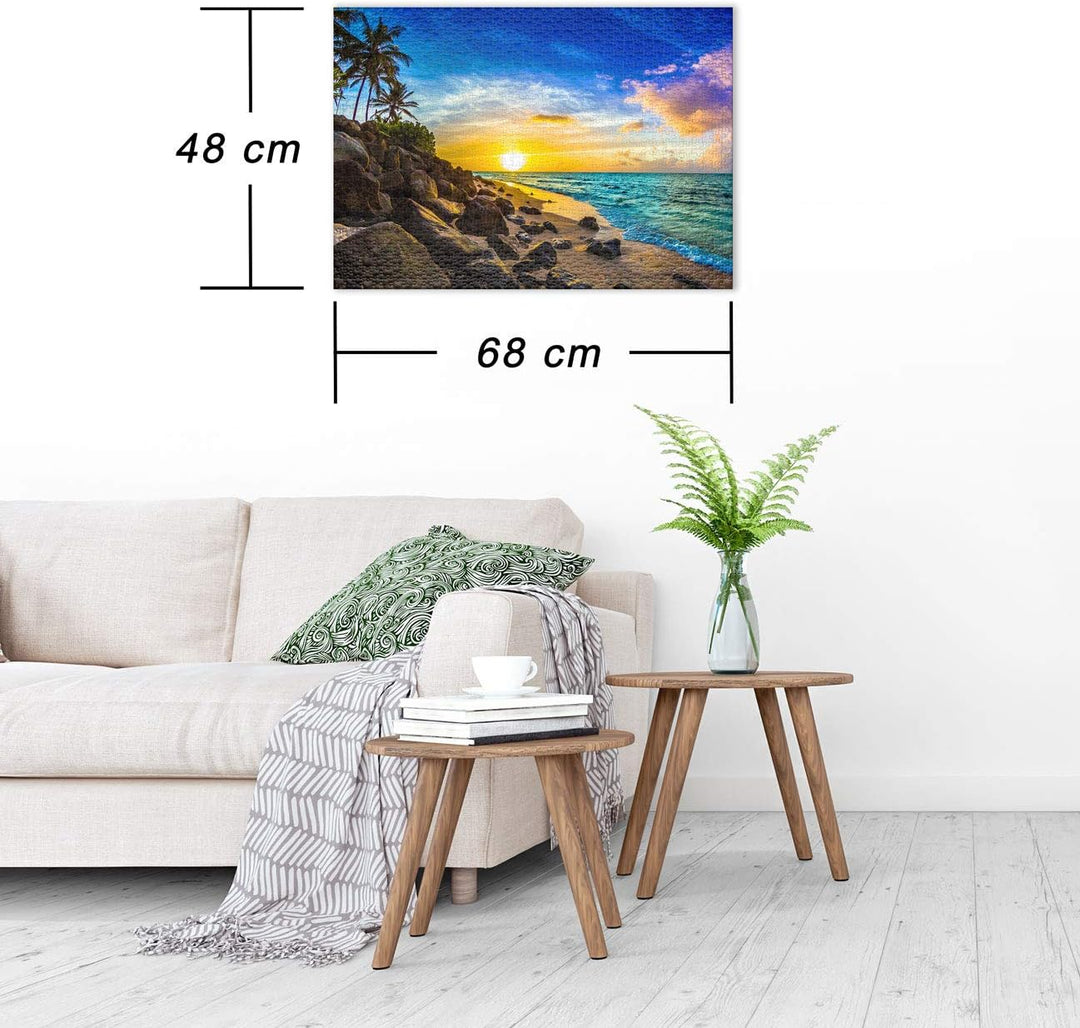 Ulmer Puzzleschmiede - Puzzle „Abendsonne auf Hawaii“ - Klassisches 1000 Teile Landschaftspuzzle – S