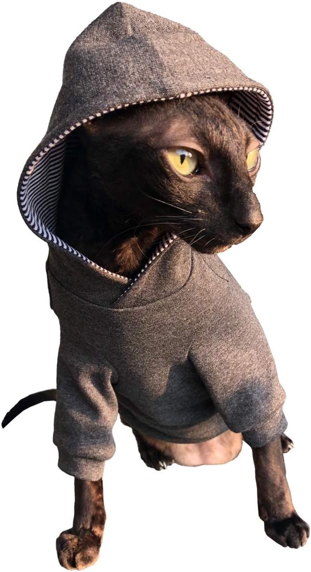 Kotomoda Sphynx Katzen Kleidung DUNKELGRAU Kapuzenpullover Trautes Heim, Glьck allein (XS), XS