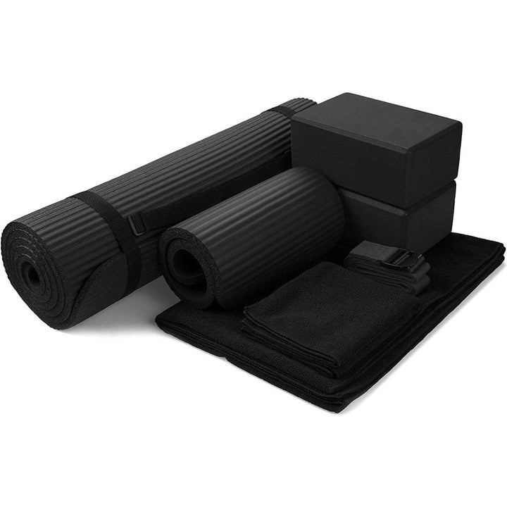 'BalanceFrom GoYoga 7-Piece Set - Include Yoga Mat with Carrying Strap, 2 Yoga Blocks, Yoga Mat Towe
