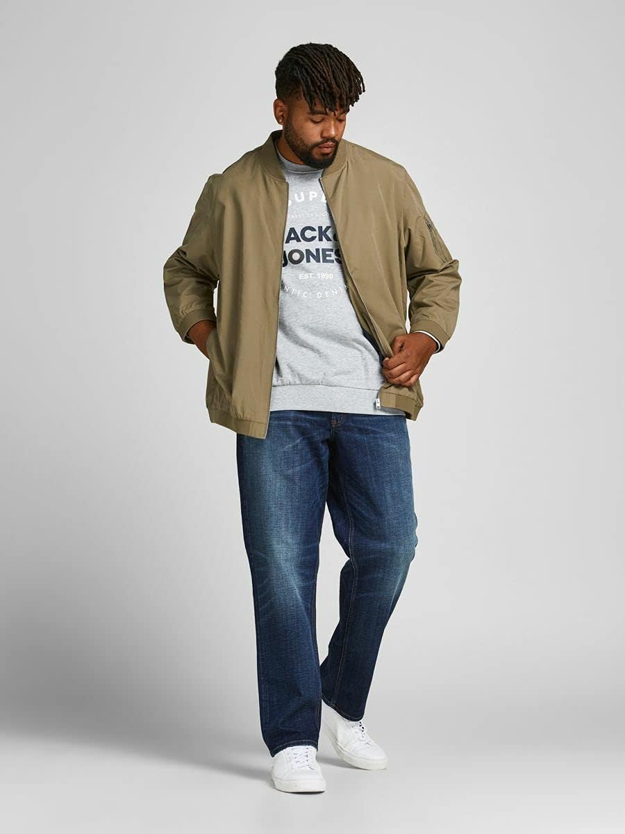 Herren JACK & JONES Leichte Bomber Jacke Plus Size | College Übergangs Blouson | Grosse Übergrössen