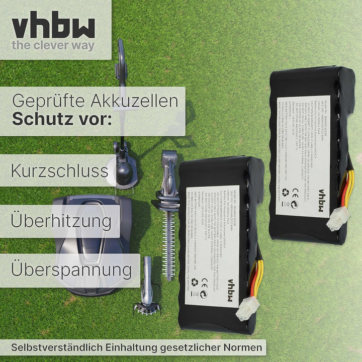 vhbw 2X Akku kompatibel mit Husqvarna Automower 440 bis BJ 2019/2020, 450X bis BJ 2019/2020 Rasenrob