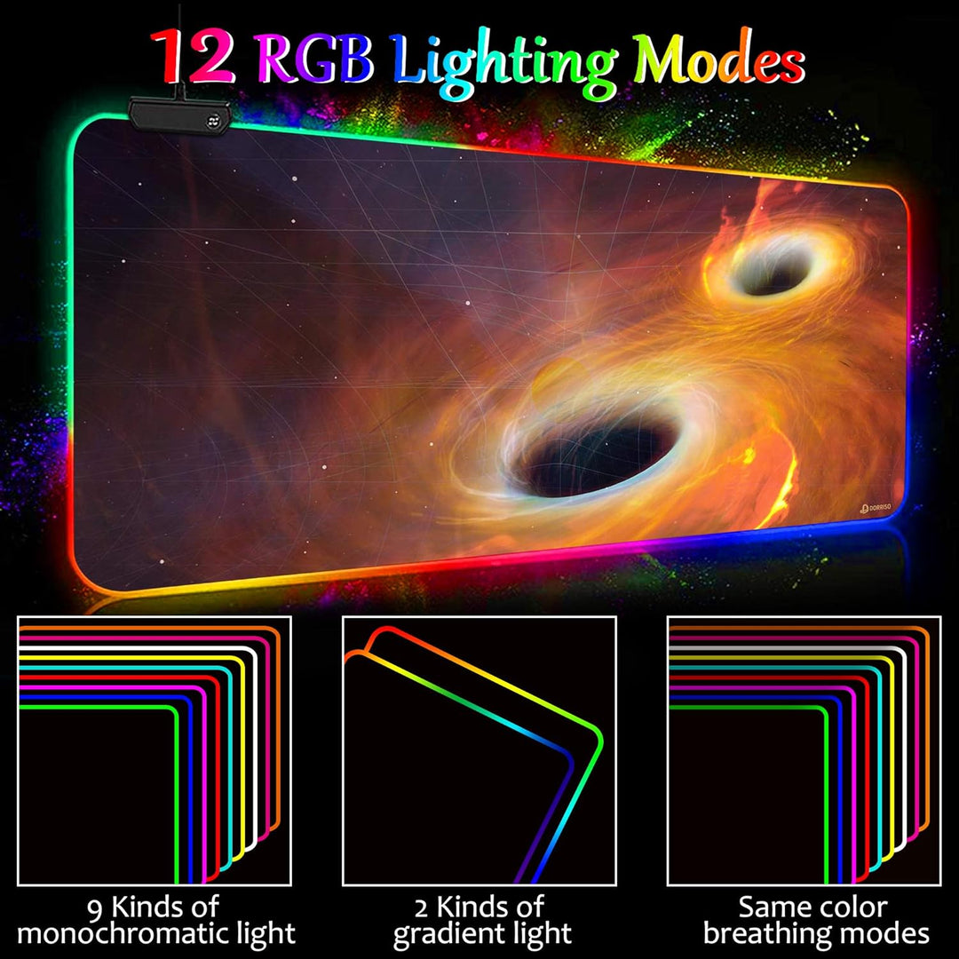 DORRISO Neu Gaming Mauspad Grosses RGB 900x400x3 mm XXL LED Schreibtischunterlage Wasserdicht Anti R