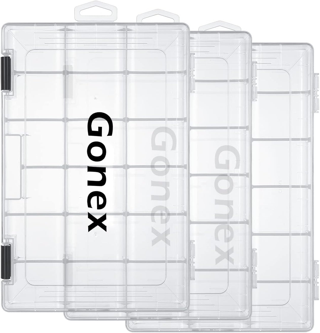 Gonex Köderboxen Angeln, Tackle Boxes 3/4 Stück, Transparente Kunststoff Angelbox mit Verstellbaren