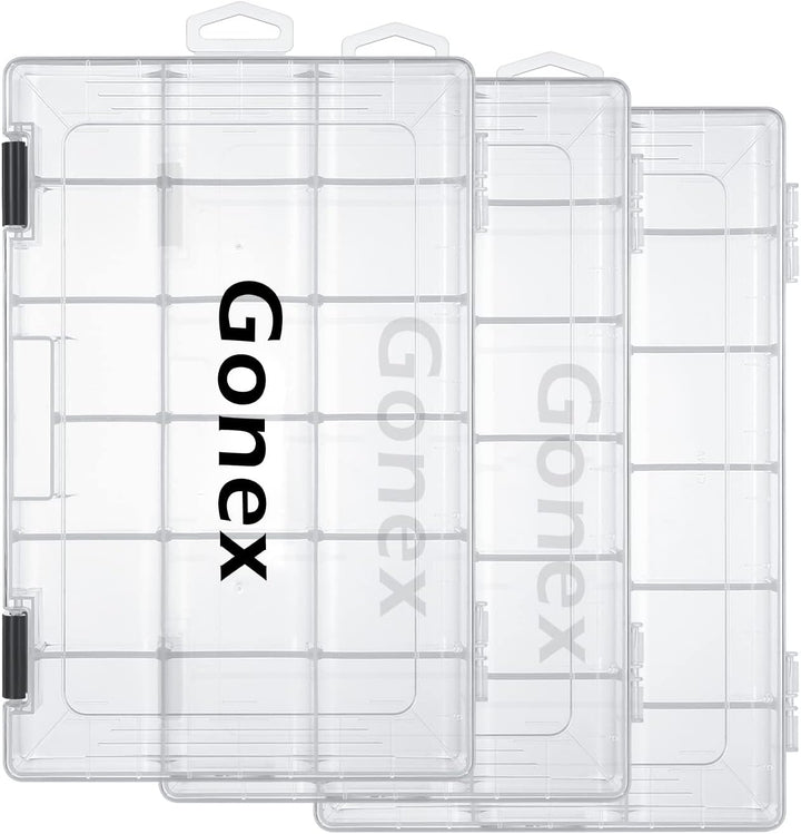 Gonex Köderboxen Angeln, Tackle Boxes 3/4 Stück, Transparente Kunststoff Angelbox mit Verstellbaren