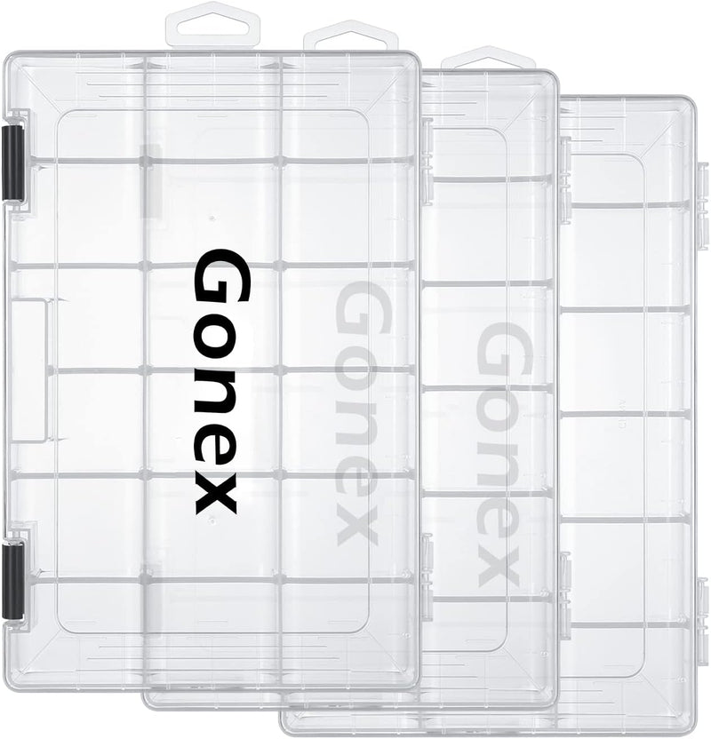 Gonex Köderboxen Angeln, Tackle Boxes 3/4 Stück, Transparente Kunststoff Angelbox mit Verstellbaren