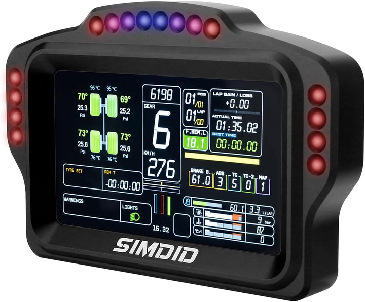 DV480 PRO V5 Dashboard SIM Rennen Dash Display mit 5" Bildschirm & 16 RGB LEDs für Simulation Rennsp