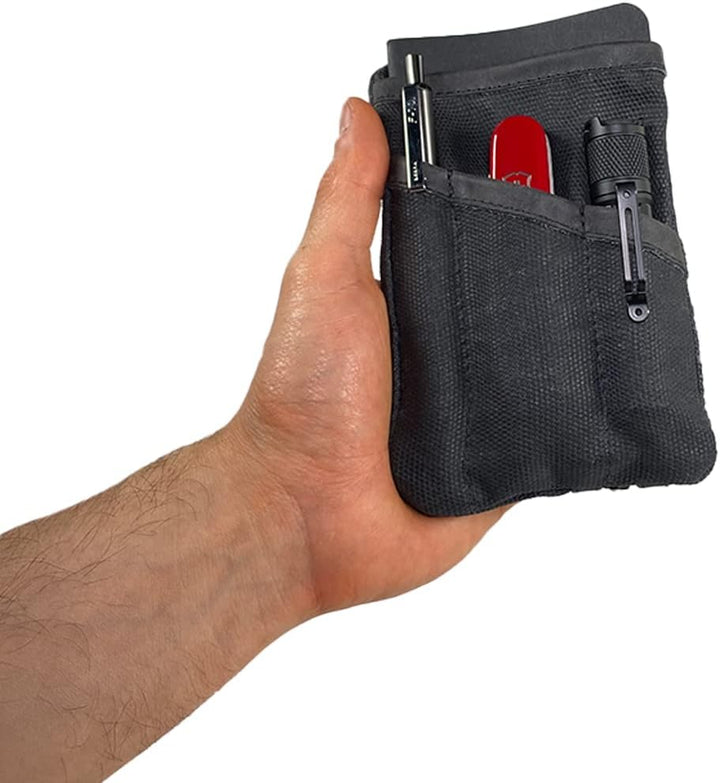Hide & Drink, Multitool-Tasche, handgefertigt aus gewachstem Segeltuch und Vollnarbenleder Dunkelgra