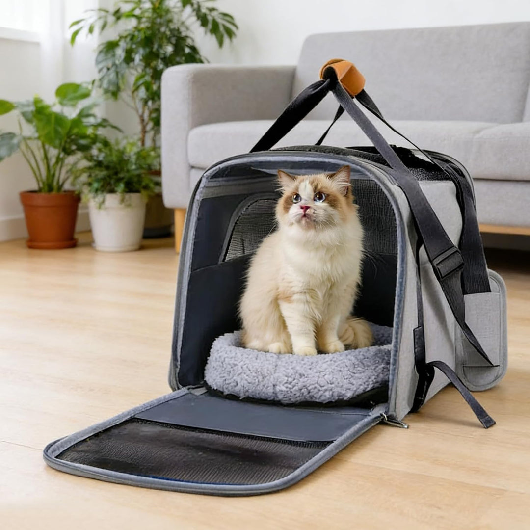 Katzentransporttasche Faltbar für Katzen &amp; Kleine Hunde, 45 × 33 × 35 cm (Grau), Grau