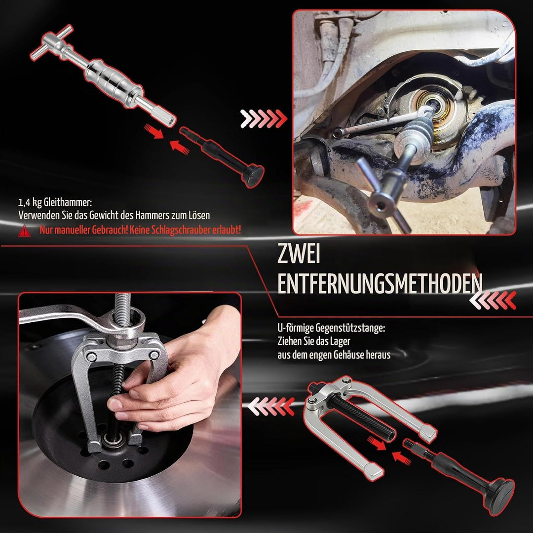Innenlager Grundloch Abzieher Satz, 8-58mm Innenabzieher Lager, Innenlager Abzieher Set, Kugellager