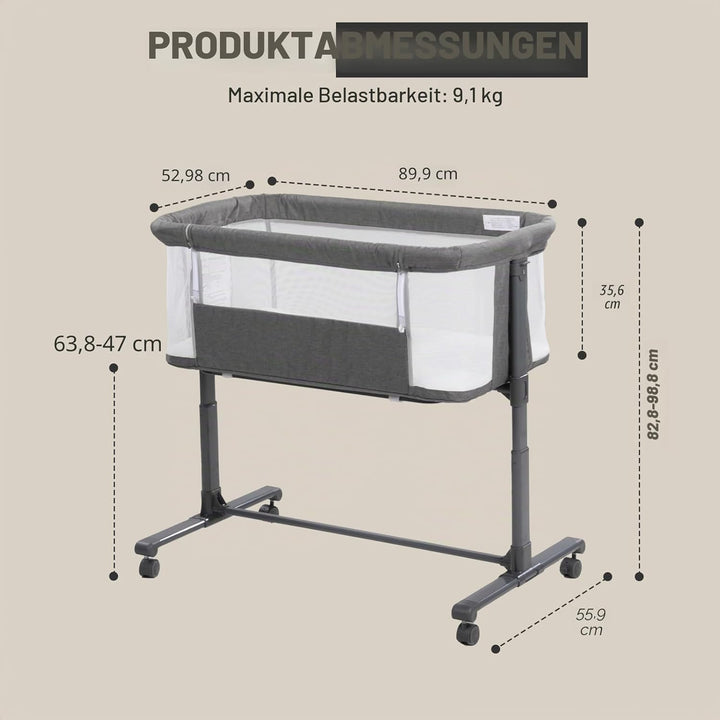 3 in 1 Babybett, Babywiege, Babywiege, Babybett, Nachttisch, Reisebett, mit Matratze und Wickeltisch