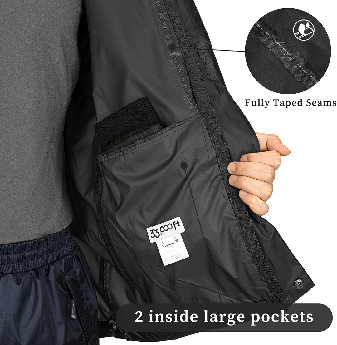 33,000ft Herren Windbreaker, Regenmantel M Schwarz, M Schwarz