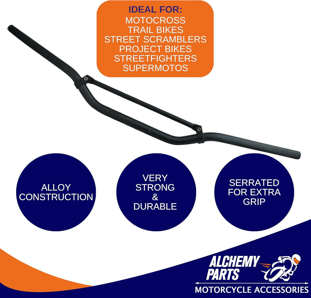 Carbon Optik Motorrad Lenker - Verspannt - 22mm 7/8" Für Motocross Streetfighter Trail Motorrad kohl