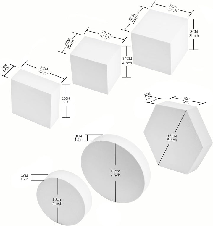 Selens Fotografie Requisiten Geometrische Würfelschaumformen 6 Stück Weiss Hintergrund Schaum Requis