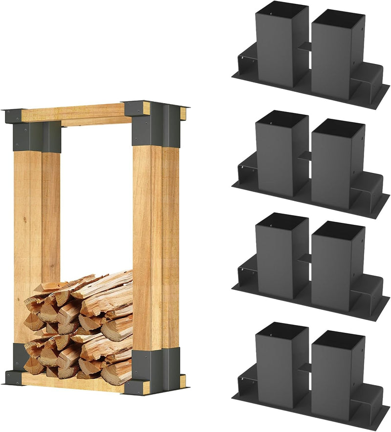 NAIZY Holzstapelhilfe Stabile Stapelhilfe für Brennholz 4er Set Holzstapelhalter für Kaminholz Kamin