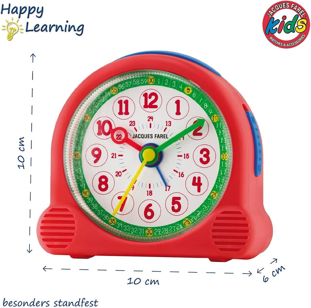 JACQUES FAREL Happy Learning Kinder-Wecker Lernwecker Mädchen Junge Rot Grün ohne Ticken mit Licht u