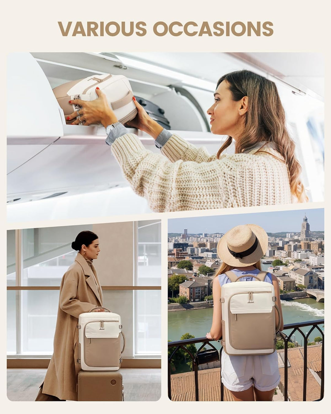 LOVEVOOK Reiserucksack Damen, Handgepäck Rucksack Flugzeug, Travel Backpack Women, Handgepäck Tasche