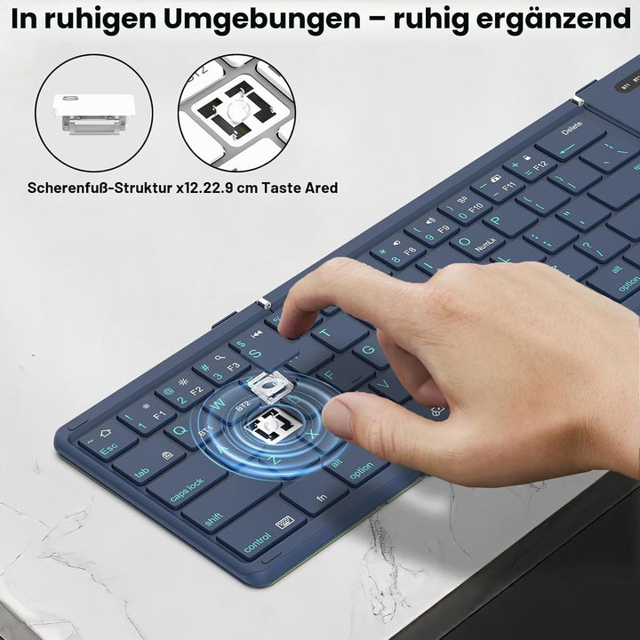 Nillkin Faltbare Bluetooth Tastatur mit Touchpad, kabellose Wiederaufladbare Klapptastatur mit Ziffe