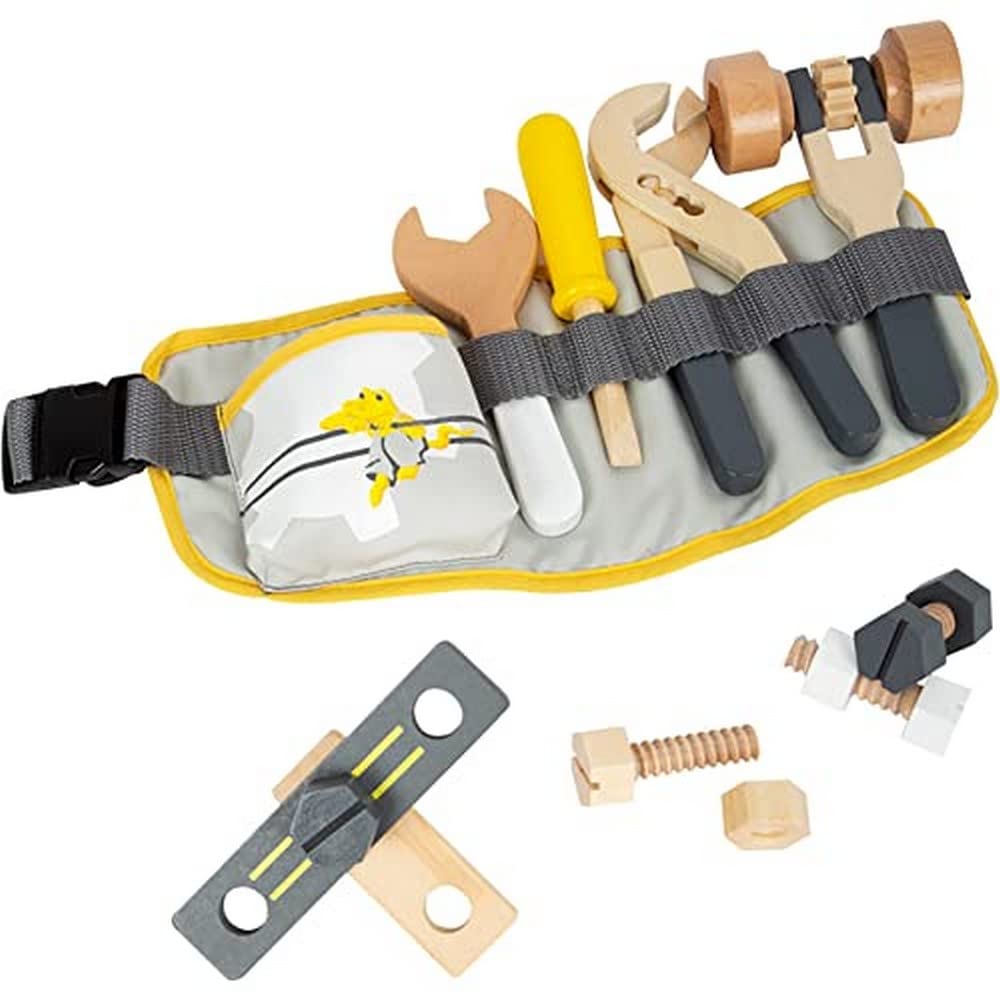 Small Foot Werkzeuggürtel Miniwob, verstellbar und mit Werkzeugen aus Holz, für Kinder ab 3 Jahren,