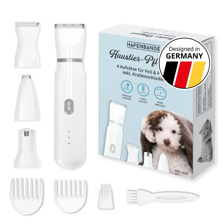 Hafenbande 2-in-1 Akku Hundeschermaschine & Krallenschleifer | Pfotentrimmer für Hunde, Katzen | 3 S