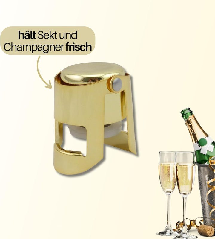SPARKLING Flaschenverschluss in Gold für Sekt, Prosecco oder als Weinflaschenverschluss | Sektversch