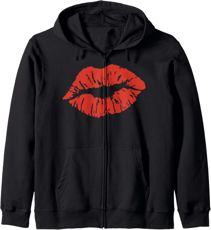 Trendy Large Red Lip Print Kapuzenjacke