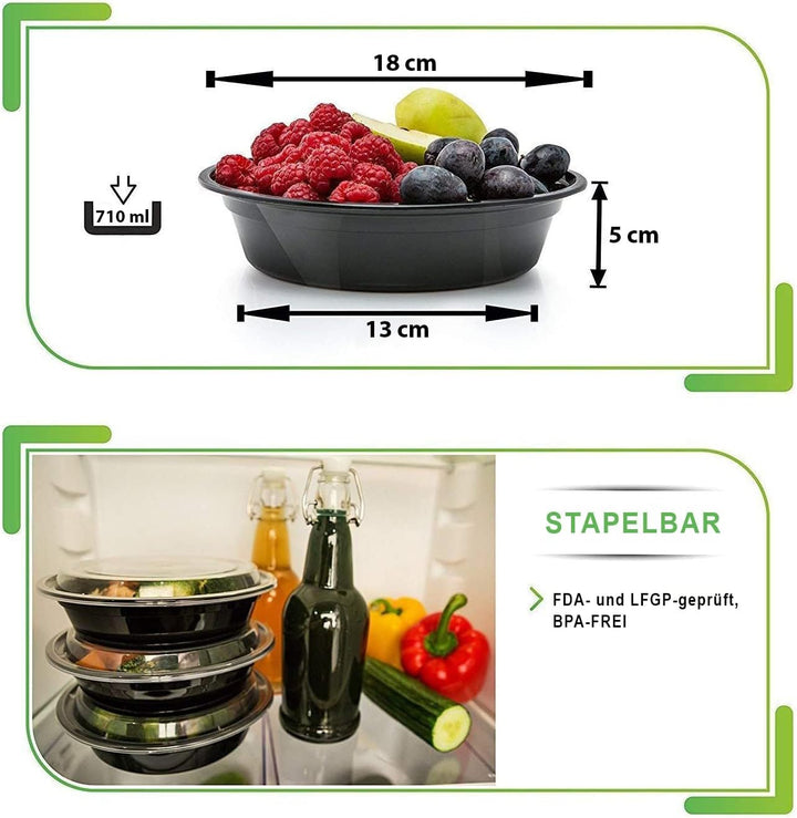 [30er Pack] 1-Fach Meal Prep Container mit Deckel - Meal Prep Boxen Wiederverwendbar Mikrowellengeei